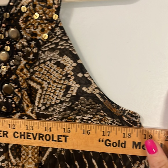 Sheer Boho beaded tank top Size Medium Snakeskin Browns Harlow Zee Tunic - Picture 8 of 9